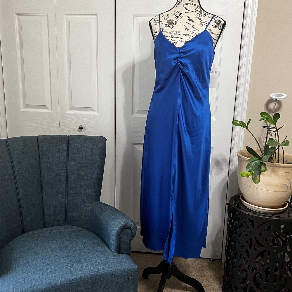 NWT Tahari Arthur S Levine Satin Blue Evening/Cocktail dress size S